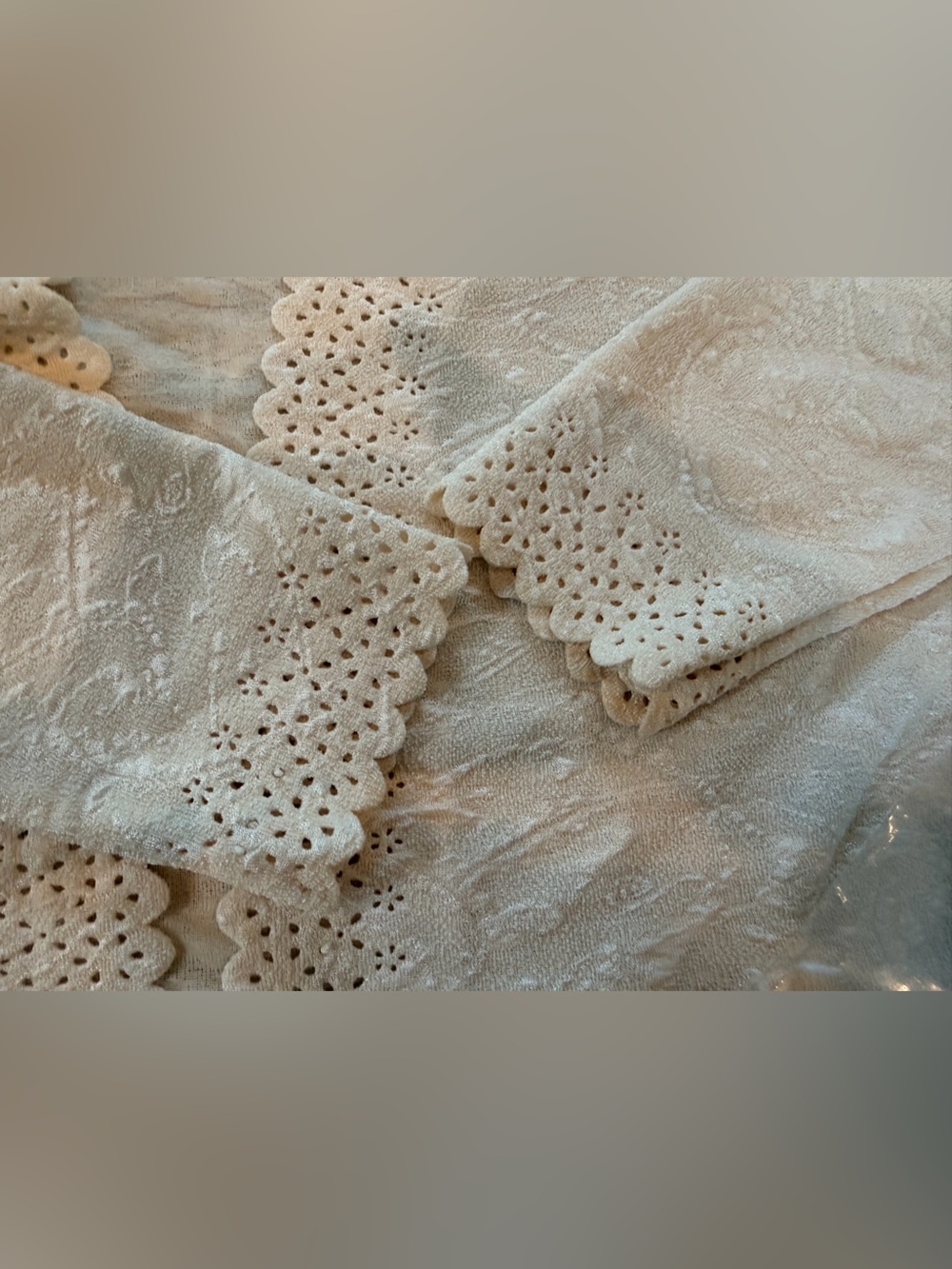 Chances R Medium Ivory Crochet Lace Open Front Cardigan Lightweight Boho - Picture 10 of 11